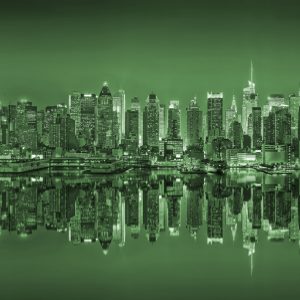 Papier Peint Reflets De New York En Vert – Image 1