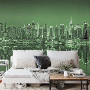 Papier Peint Reflets De New York En Vert – Image 3