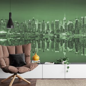 Papier Peint Reflets De New York En Vert – Image 4