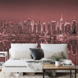 Papier Peint Reflets De New York En Rouge – Image 3