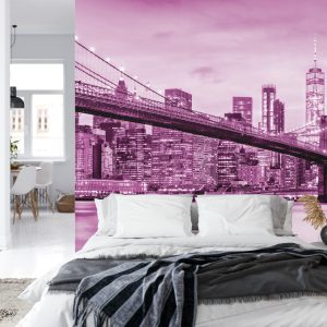 Papier Peint Pont De Brooklyn Nyc En Rose – Image 8