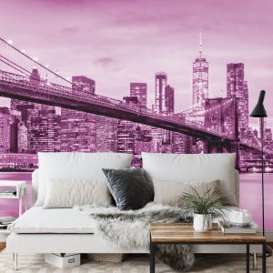 Papier Peint Pont De Brooklyn Nyc En Rose – Image 3