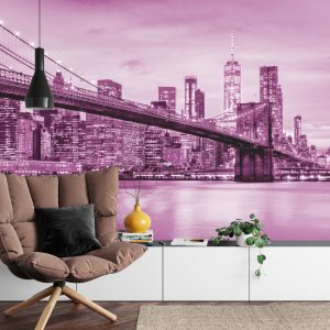 Papier Peint Pont De Brooklyn Nyc En Rose – Image 4
