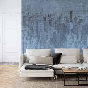 Papier Peint New York City Grunge I Bleu – Image 6