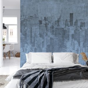 Papier Peint New York City Grunge I Bleu – Image 8