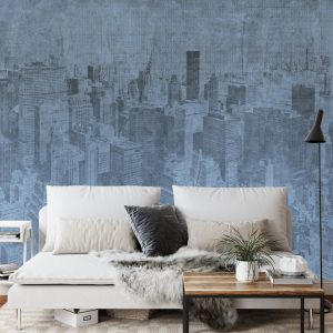Papier Peint New York City Grunge I Bleu – Image 3