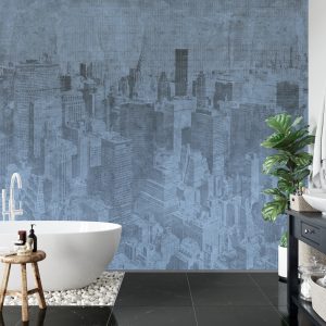 Papier Peint New York City Grunge I Bleu – Image 5