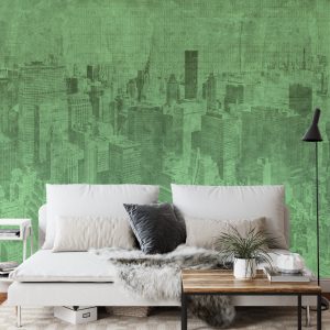 Papier Peint New York City Grunge Je Vert – Image 3