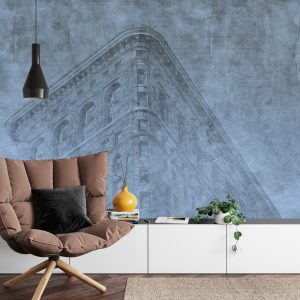 Papier Peint New York City Grunge Ii Bleu – Image 4