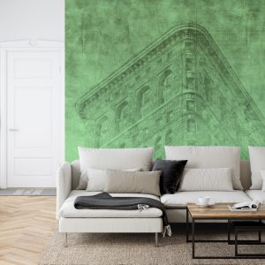 Papier Peint New York City Grunge Ii Vert – Image 6