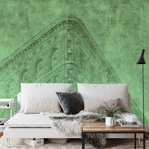 Papier Peint New York City Grunge Ii Vert – Image 3