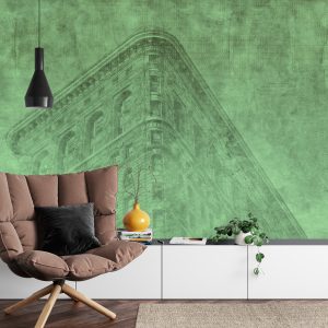 Papier Peint New York City Grunge Ii Vert – Image 4