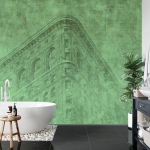 Papier Peint New York City Grunge Ii Vert – Image 5
