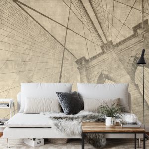 Papier Peint Pont De Brooklyn Grunge Sépia – Image 3