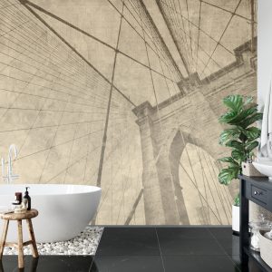 Papier Peint Pont De Brooklyn Grunge Sépia – Image 5