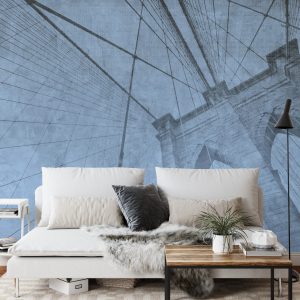 Papier Peint Pont De Brooklyn Bleu Grunge – Image 3