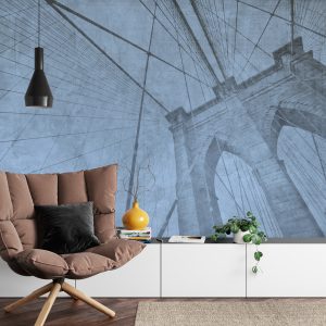 Papier Peint Pont De Brooklyn Bleu Grunge – Image 4