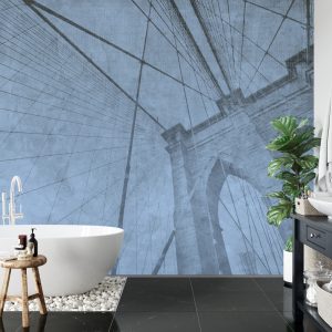 Papier Peint Pont De Brooklyn Bleu Grunge – Image 5