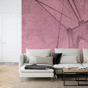Papier Peint Pont De Brooklyn Grunge Rose – Image 6