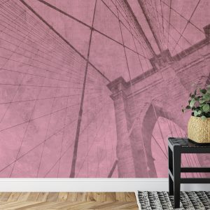 Papier Peint Pont De Brooklyn Grunge Rose – Image 7
