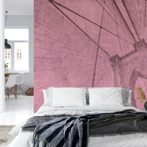 Papier Peint Pont De Brooklyn Grunge Rose – Image 8