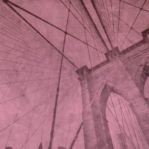 Papier Peint Pont De Brooklyn Grunge Rose – Image 1