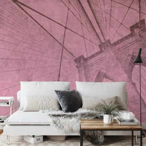 Papier Peint Pont De Brooklyn Grunge Rose – Image 3