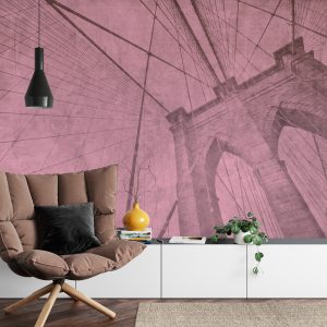 Papier Peint Pont De Brooklyn Grunge Rose – Image 4