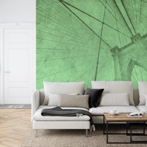 Papier Peint Pont De Brooklyn Vert Grunge – Image 6