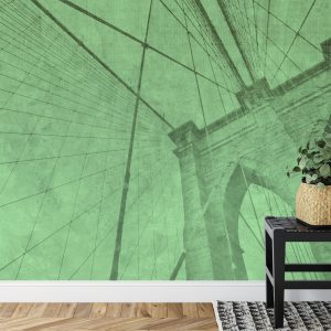 Papier Peint Pont De Brooklyn Vert Grunge – Image 7