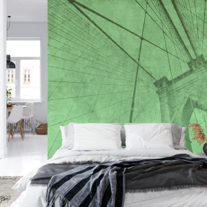 Papier Peint Pont De Brooklyn Vert Grunge – Image 8