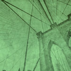 Papier Peint Pont De Brooklyn Vert Grunge – Image 1