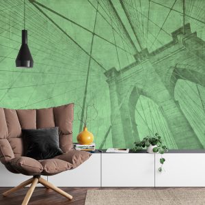 Papier Peint Pont De Brooklyn Vert Grunge – Image 4