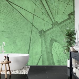 Papier Peint Pont De Brooklyn Vert Grunge – Image 5