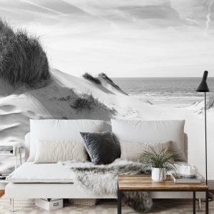 Papier Peint Le Chemin De La Mer Noir Et Blanc – Image 3