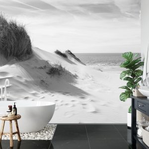 Papier Peint Le Chemin De La Mer Noir Et Blanc – Image 5