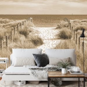 Papier Peint Descendons À La Plage Sépia – Image 3