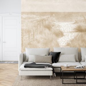 Papier Peint Descendons Au Beach Faded Vintage Sepia – Image 6