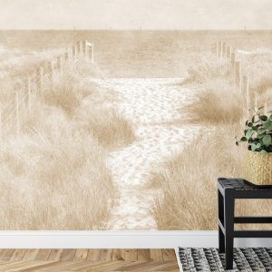 Papier Peint Descendons Au Beach Faded Vintage Sepia – Image 7