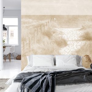 Papier Peint Descendons Au Beach Faded Vintage Sepia – Image 8