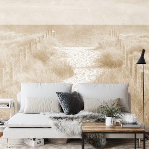 Papier Peint Descendons Au Beach Faded Vintage Sepia – Image 3