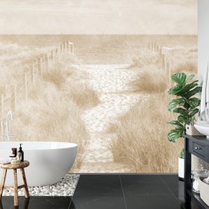 Papier Peint Descendons Au Beach Faded Vintage Sepia – Image 5