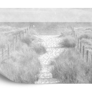 Papier Peint Descendons À La Plage Faded Vintage Black & White – Image 2