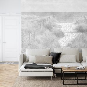 Papier Peint Descendons À La Plage Faded Vintage Black & White – Image 6