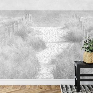 Papier Peint Descendons À La Plage Faded Vintage Black & White – Image 7