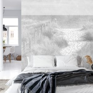 Papier Peint Descendons À La Plage Faded Vintage Black & White – Image 8