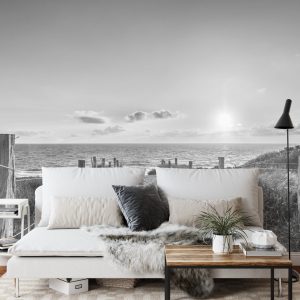 Papier Peint Coucher De Soleil D'été Noir Et Blanc – Image 3