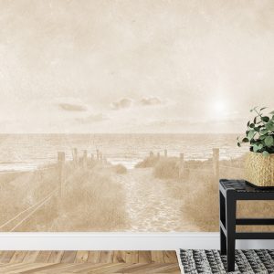 Papier Peint Coucher De Soleil D'été Fané Vintage Sépia – Image 7