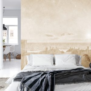 Papier Peint Coucher De Soleil D'été Fané Vintage Sépia – Image 8