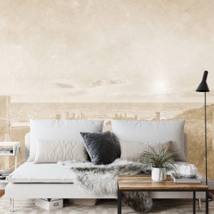 Papier Peint Coucher De Soleil D'été Fané Vintage Sépia – Image 3
